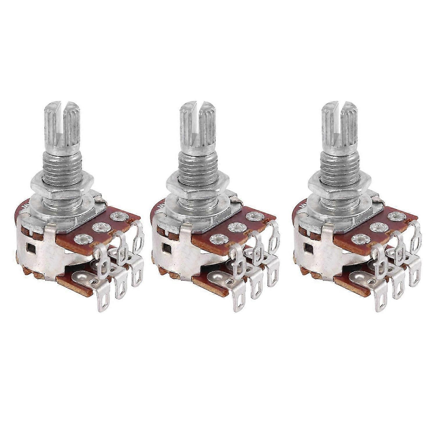 3 Stück Double Balance Stacked Rändelstiel Gitarre Bass Lautstärke Tone Control Pots Potentiometer Switc