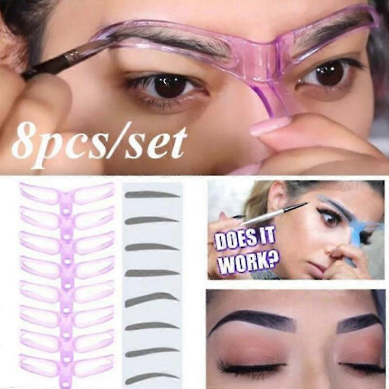 8pcs Diy Eyebrow Shaper Makeup Template Eyebrow Grooming Shaping Stencil Kit