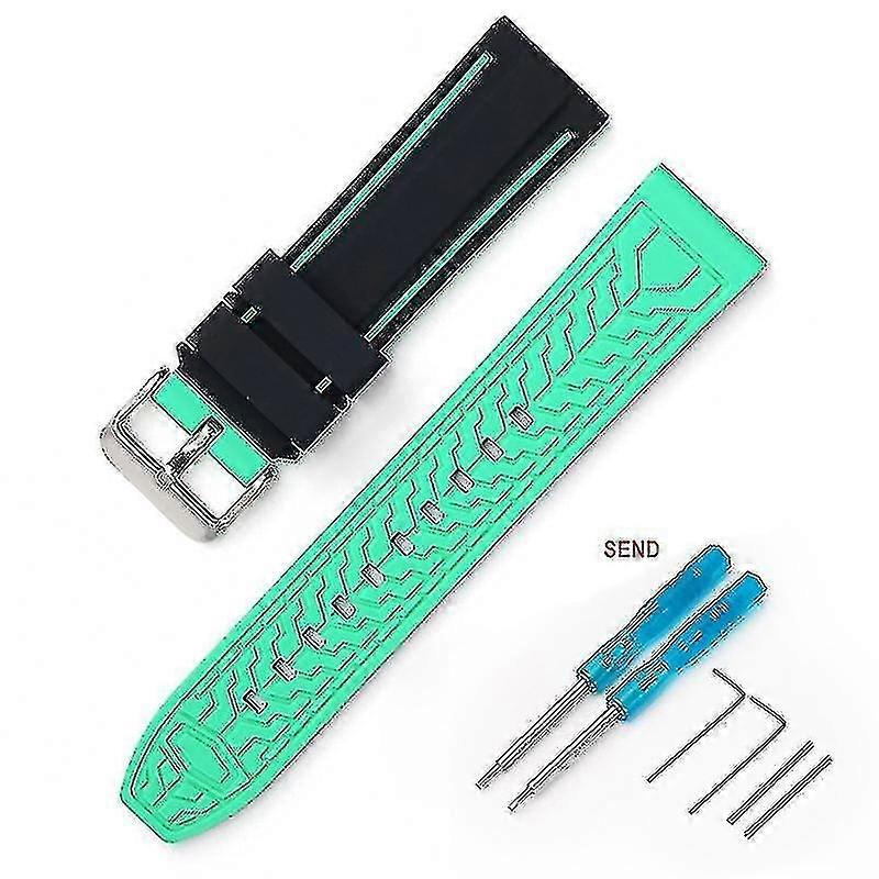 22mm For Blancpain Fifty Fathoms Two-color Silicone Strap Included Tool Hggs  Black   Cyan