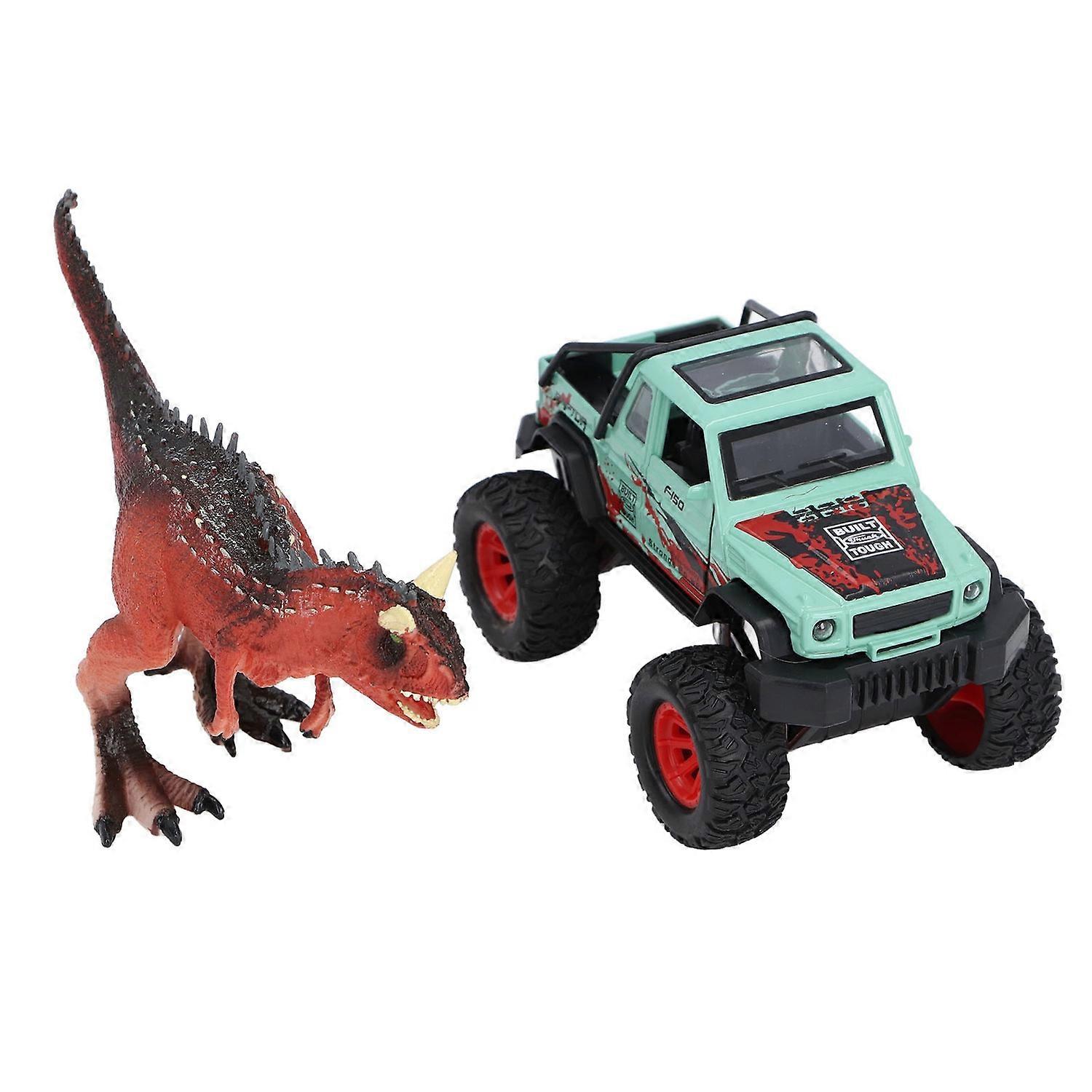 Off Road Car Toy Set with Dinosaur Sound Light Car Model Alloy Big Wheel Pull Back Off Road Toy Vehi