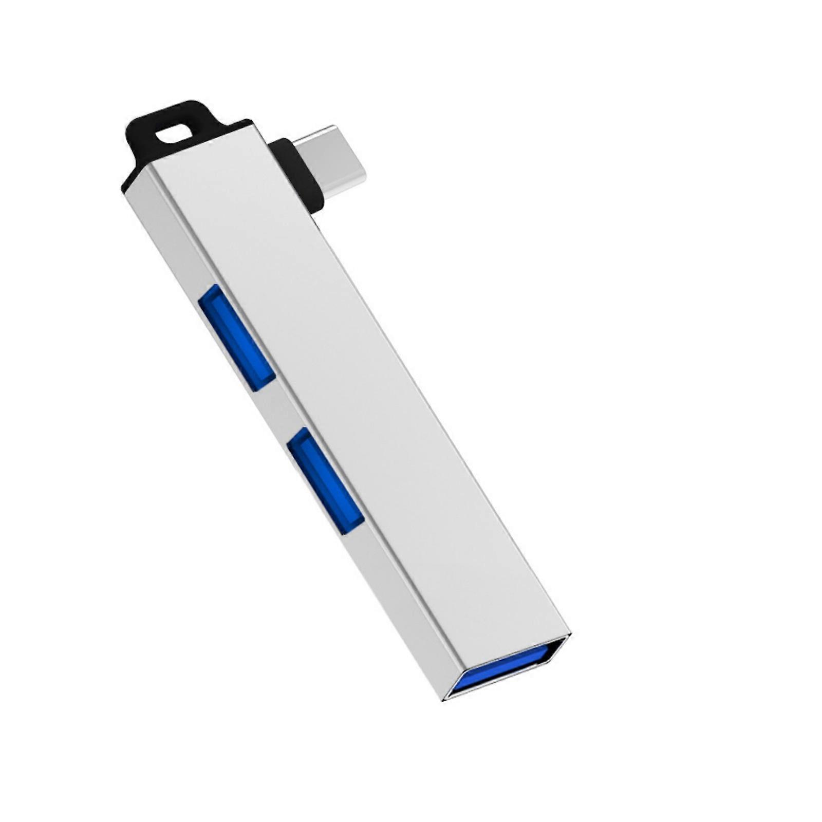 Portable Aluminum USB3.0 Hub Type C to USB Adapter Converters Featuring 1 USB3.0+2 USB2.0 Port for Easy Expansion Silver
