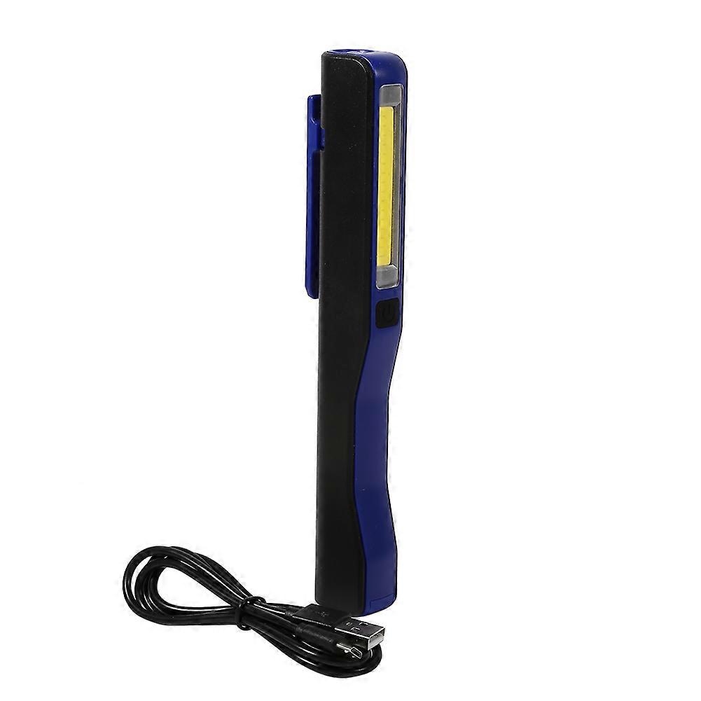1Pc Portable Led Hand Torch USB Rechargeable Magnet Clip Work Light Inspection Lamp (Blue)