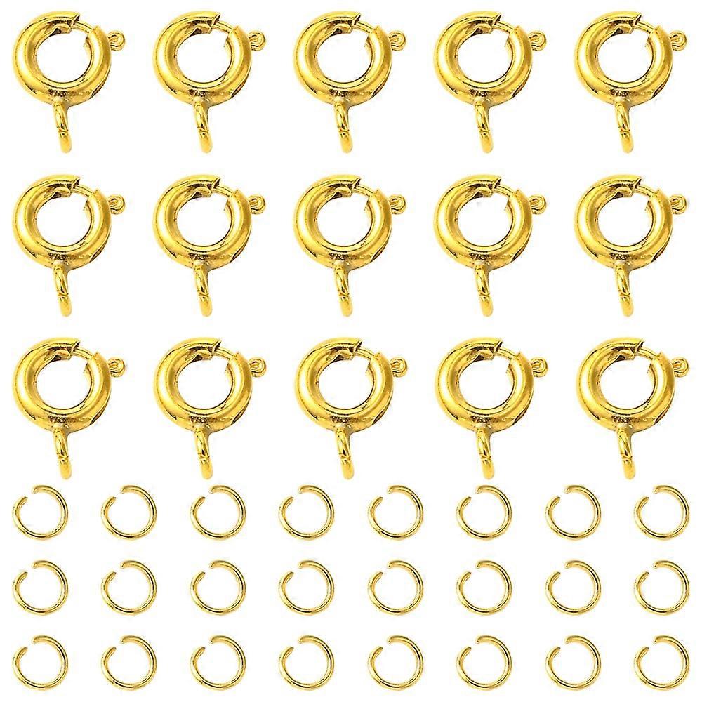 Jewelry Findings Brass Spring Ring Clasps  with 304 Stainless Steel Open Jump Rings