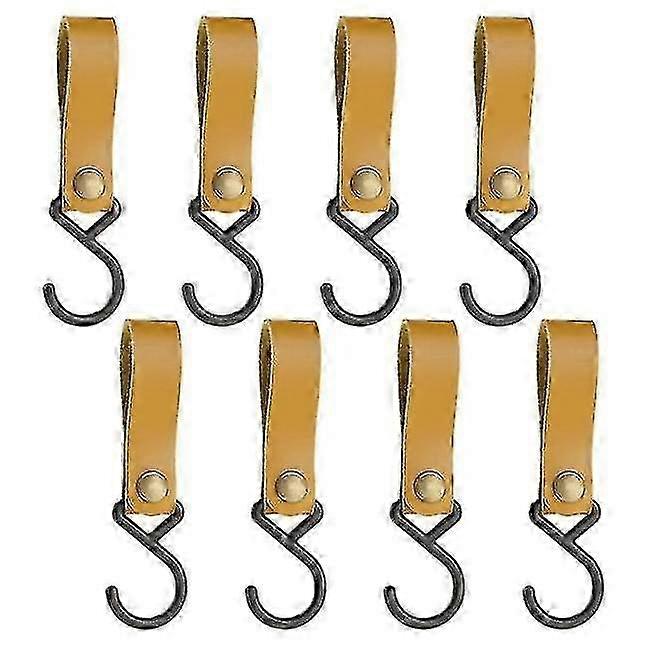 8 pcs leather S-hooks, metal hooks for suspension, camping hook hanger pram hooks Walkbee 5193 B