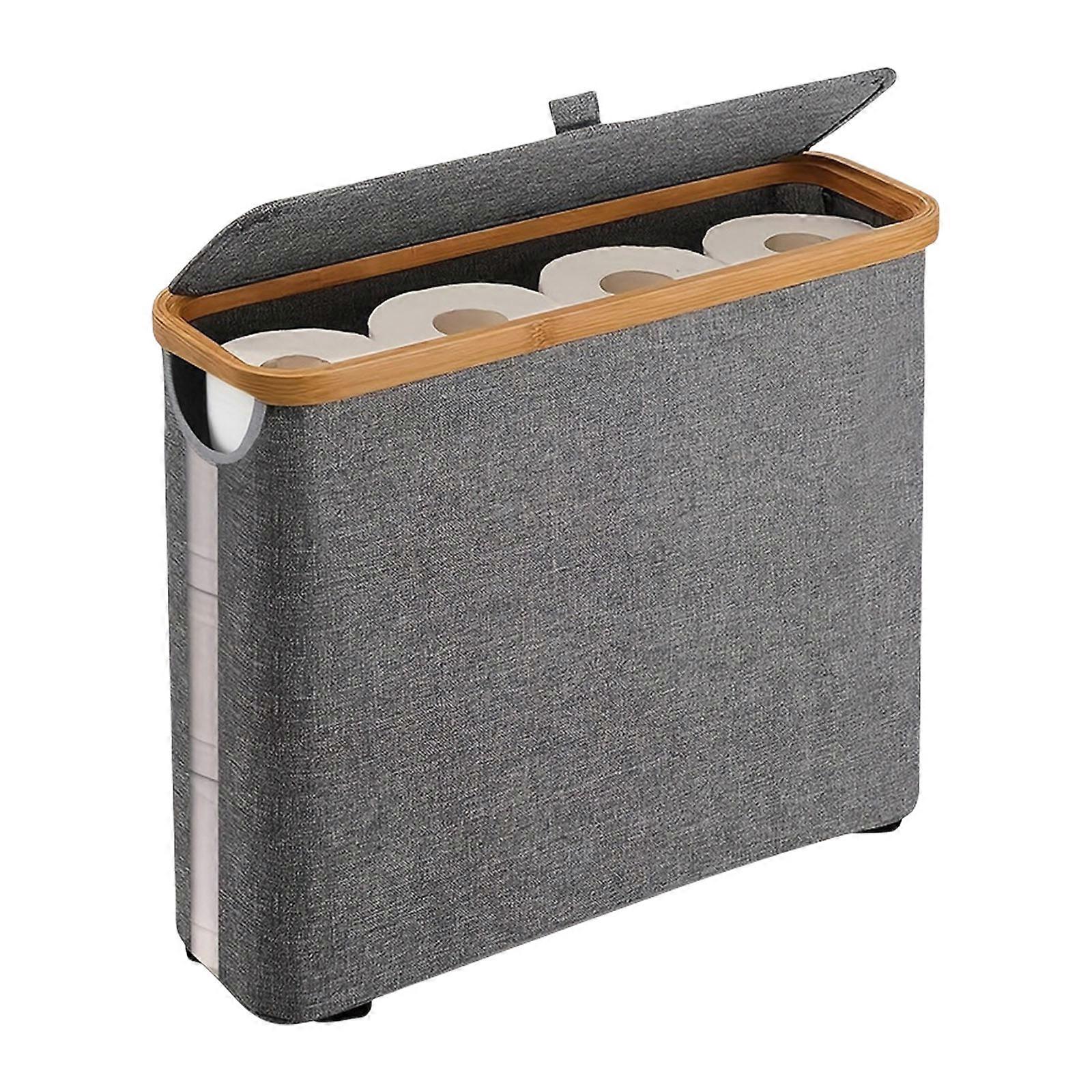 Modern Bathroom Accessory Toilet Paper Basket With Generous Storage and Easy Setups Available In Black or Gray Light Grey