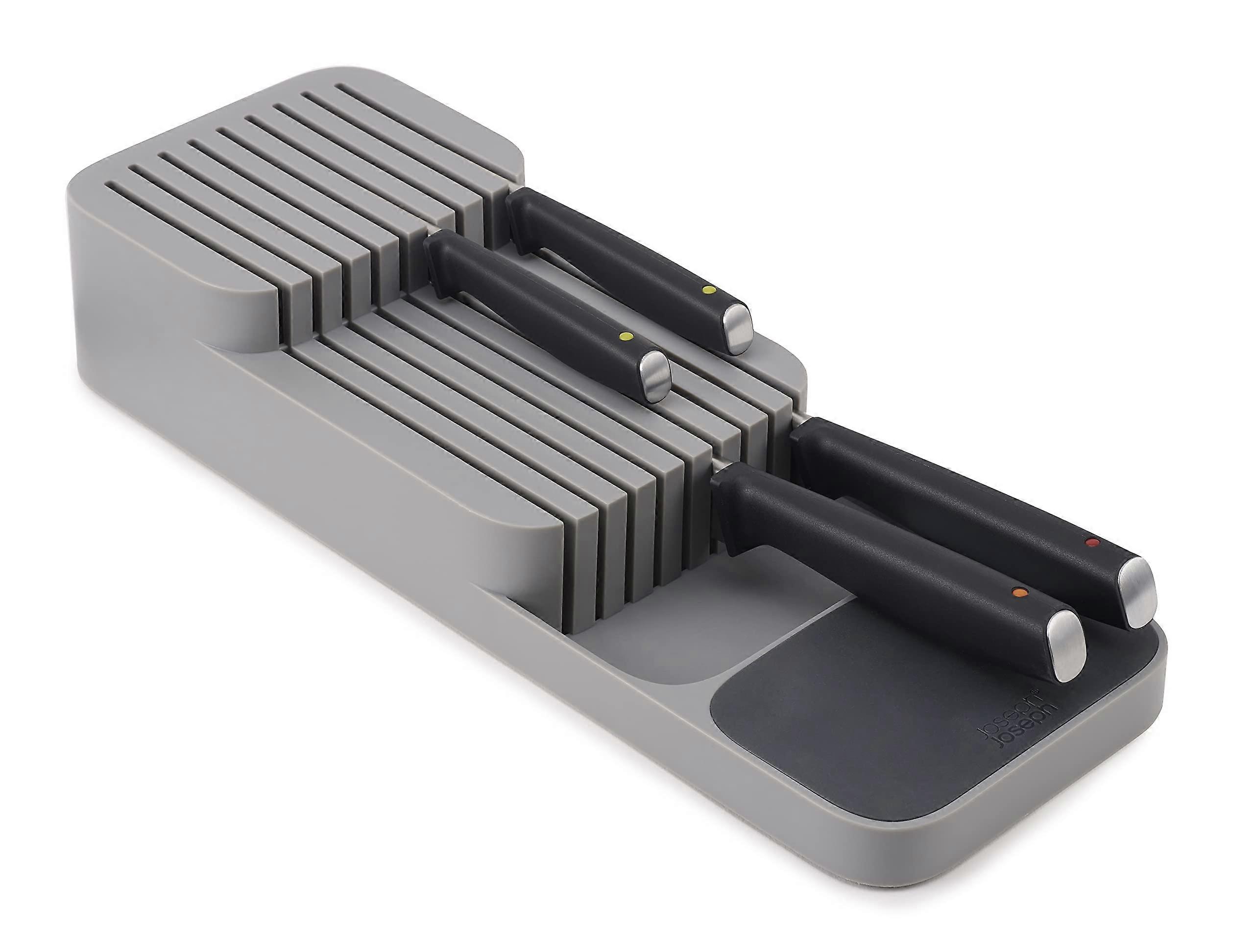 Drawerstore knife editor holds up to 9 knife, kitchen editing and drawer storage - compact, gray