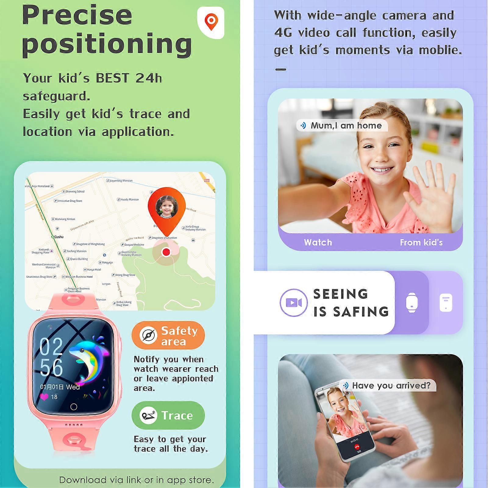4G Kids Smart Watch Global Positioning System SOS Waterproof IP67 Video Phone Call Trace Android Smartwatch