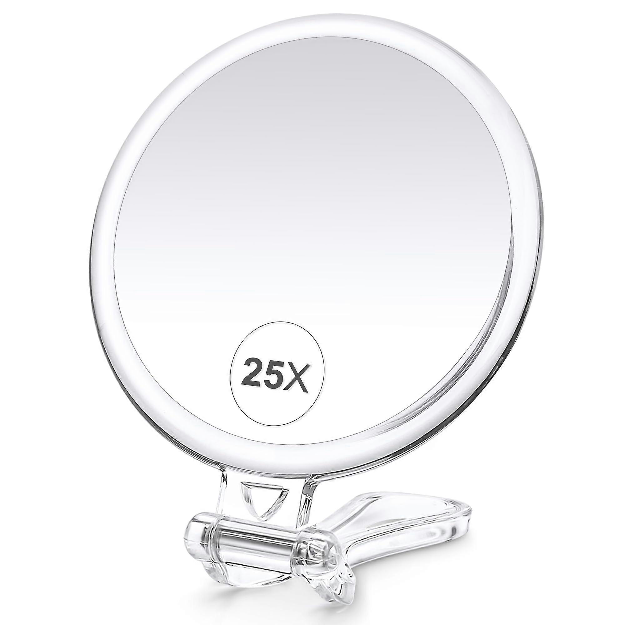 25X Double-Sided Handheld Magnifying Mirror, 5-Inch Adjustable Makeup Mirror for Travel and Daily Use