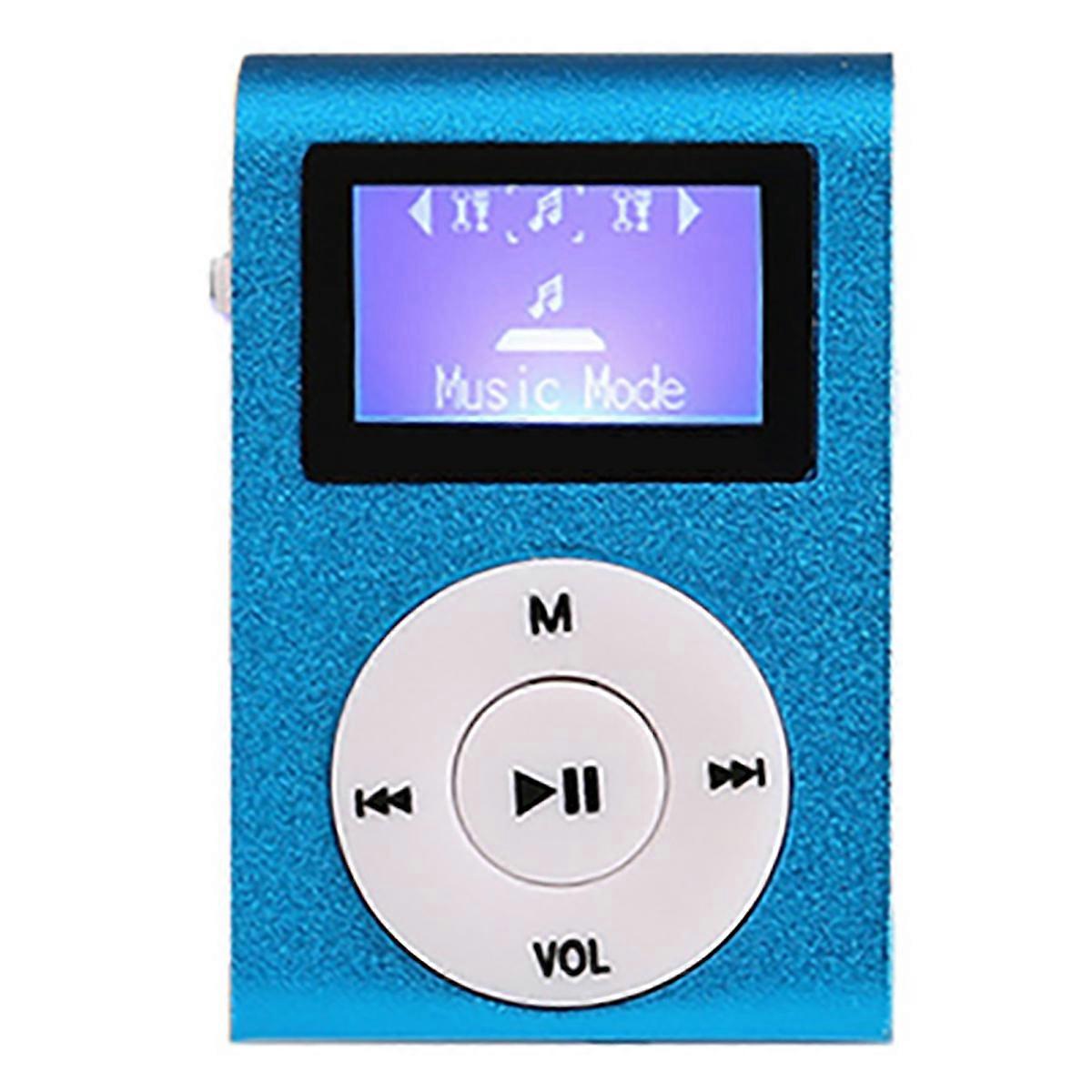 MP3 Music Player 128M Song Card Portable Mini Music Player with Metal Shell for Students Sports Running Blue