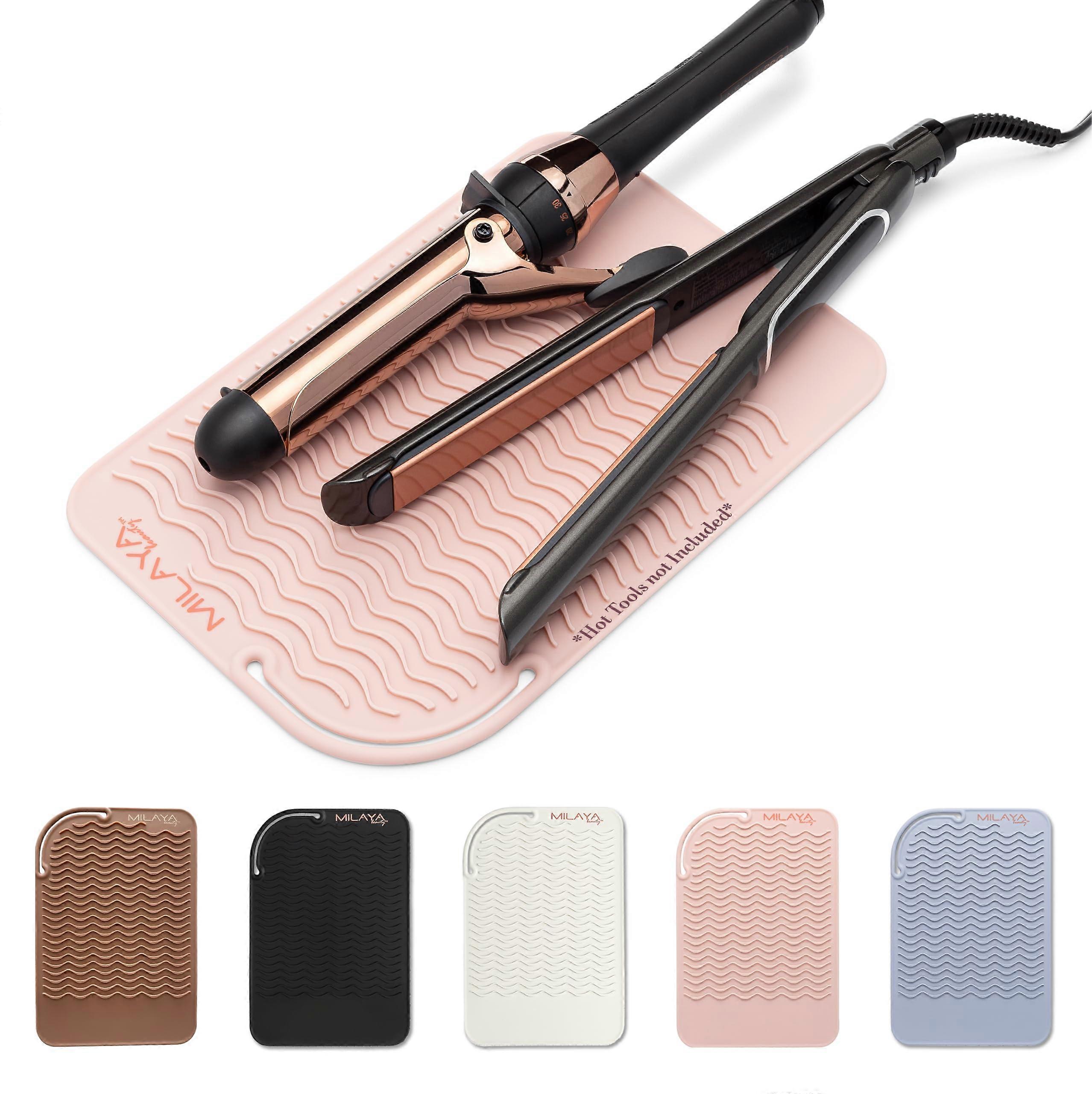 Heat Resistant Mat for Ironing and Curling Wand - Silicone Makeup and Hot Tool Holder - Durable and Non-slip Design