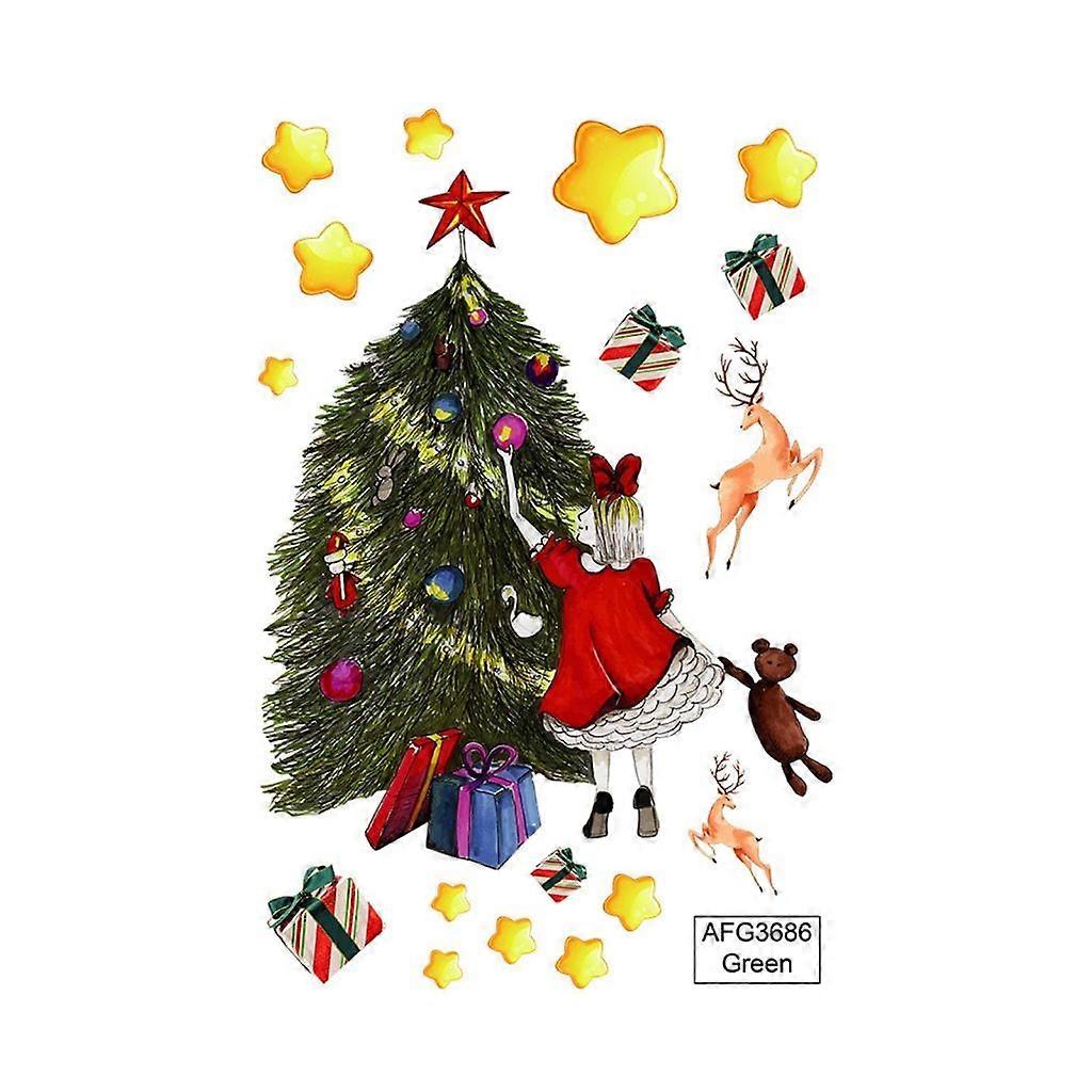 unbrand Autocollants en PVC sur le thème de Noël Glow in The Dark Girl Wall Living Room Sticker