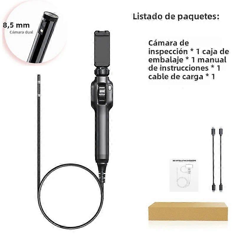 1080P Articulating Endoscope Inspection Camera with 360 Rotation and 8 LED Lights for Android/iOS Vehicle Inspection