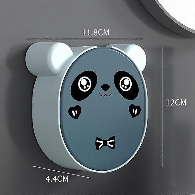 Popular Storage Box Panda Soap Box Soap Box Simple Drain Holder Soap Holder Animal Shaped Cute Cartoon Perforated Panda Wall-Mounted Flip Cover