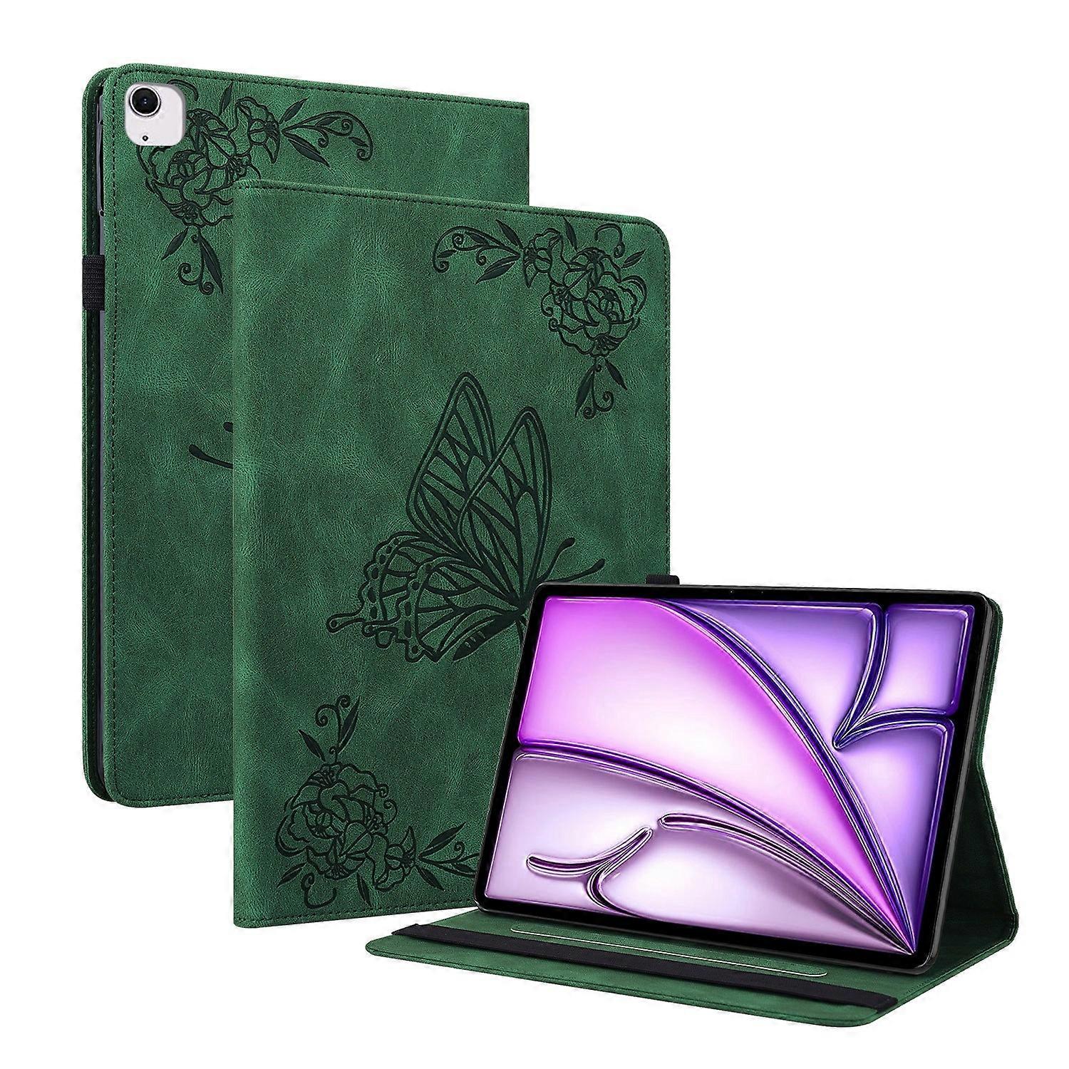 Custodia per tablet in pelle goffrata con fiore farfalla