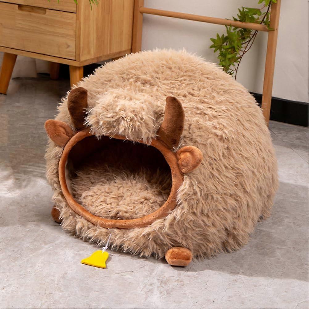 Mushroom Shape Cat House - Cow Shape Cat Cave Bed Semi-Enclosed Cave-Style Warm Pet Nest For Cats And Small Dogs