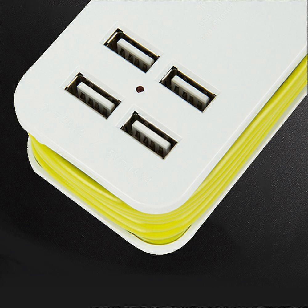 Extension Socket Outlet With 4 Usb Wall Charger Portable Smart Desktop Socket