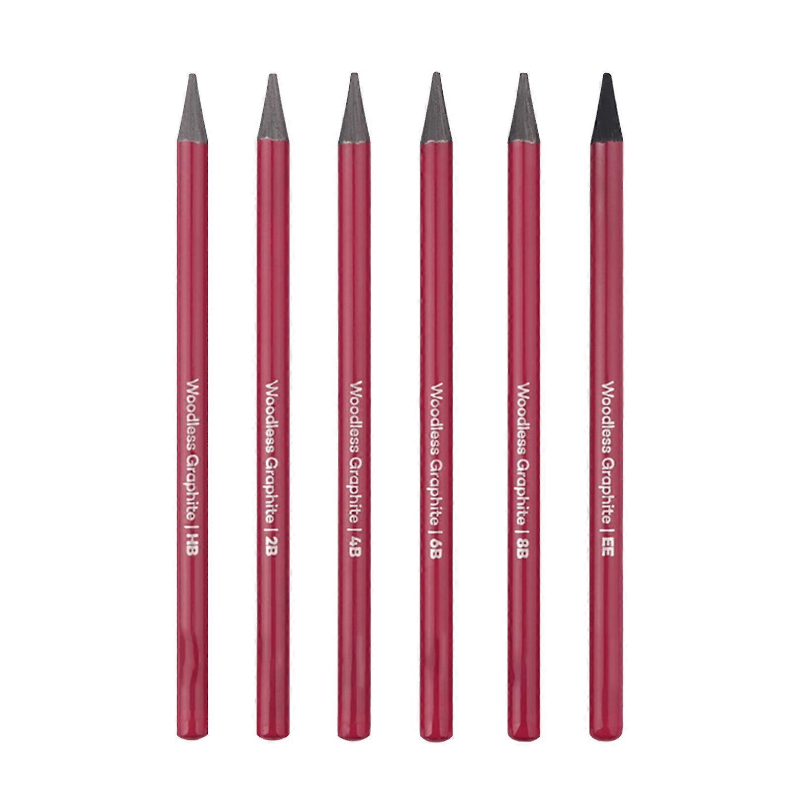 6 PCS Pencil Set HB 2B 4B 6B 8B EE Professional Woodless Graphite Pencils for Drawing Sketching Shading