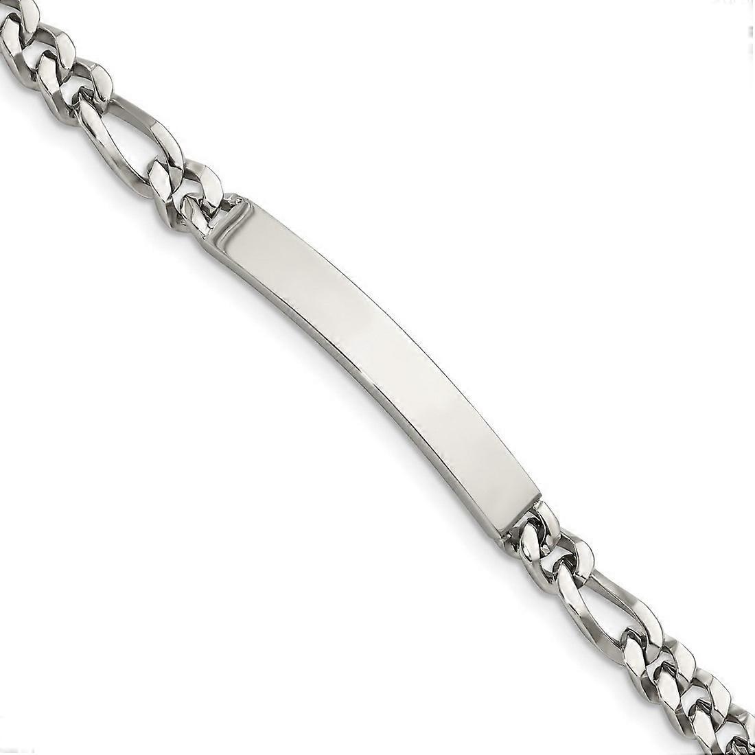 Stainless Steel Fancy Lobster Closure Polished ID Bracelet 8.25 Inch 7mm Wide Identification-Bracelet for Women