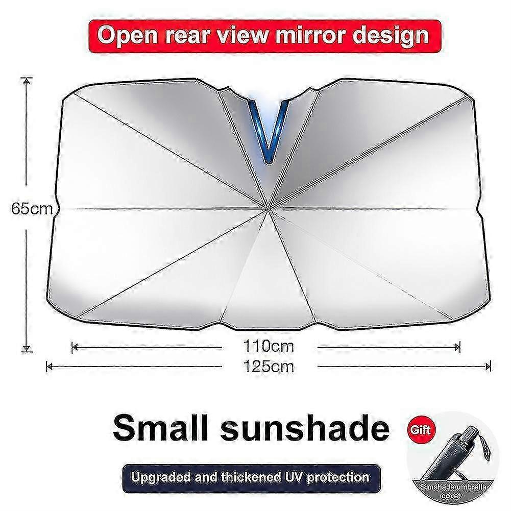 Car Sunshade Windshield Sun Shade, Titanium Silver Cloth Foldable Windshield Sun Shade Umbrella