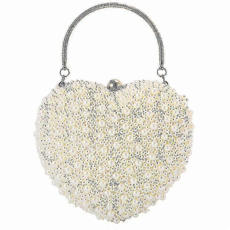 パールハート型ディナーバッグ Cy--ベージュ