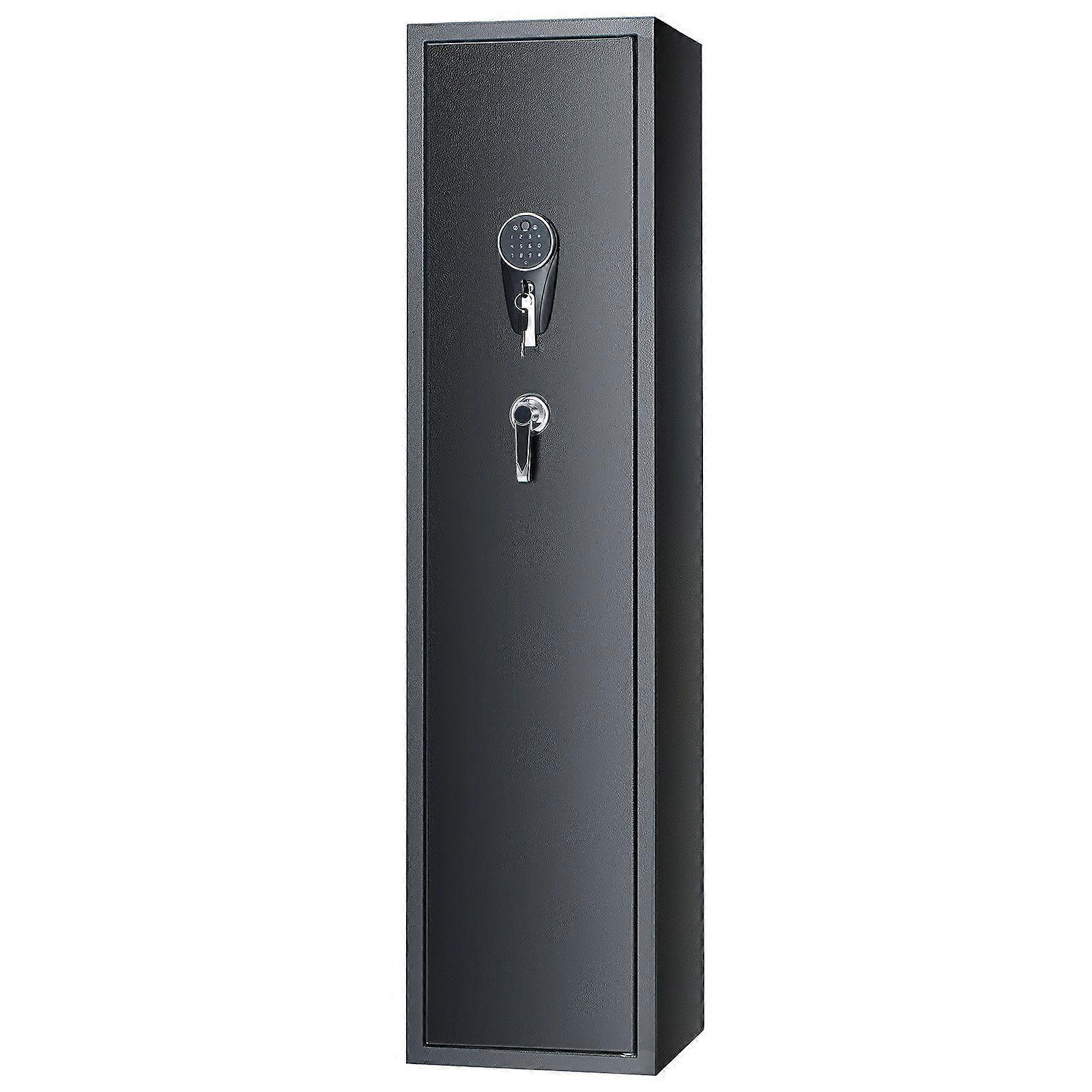 6 Rifles Gun Safe, Rifle Safe with Fingerprint & Digital Keypad Lock, Gun Storage Cabinet for Shotguns with Built-in Storage Locker