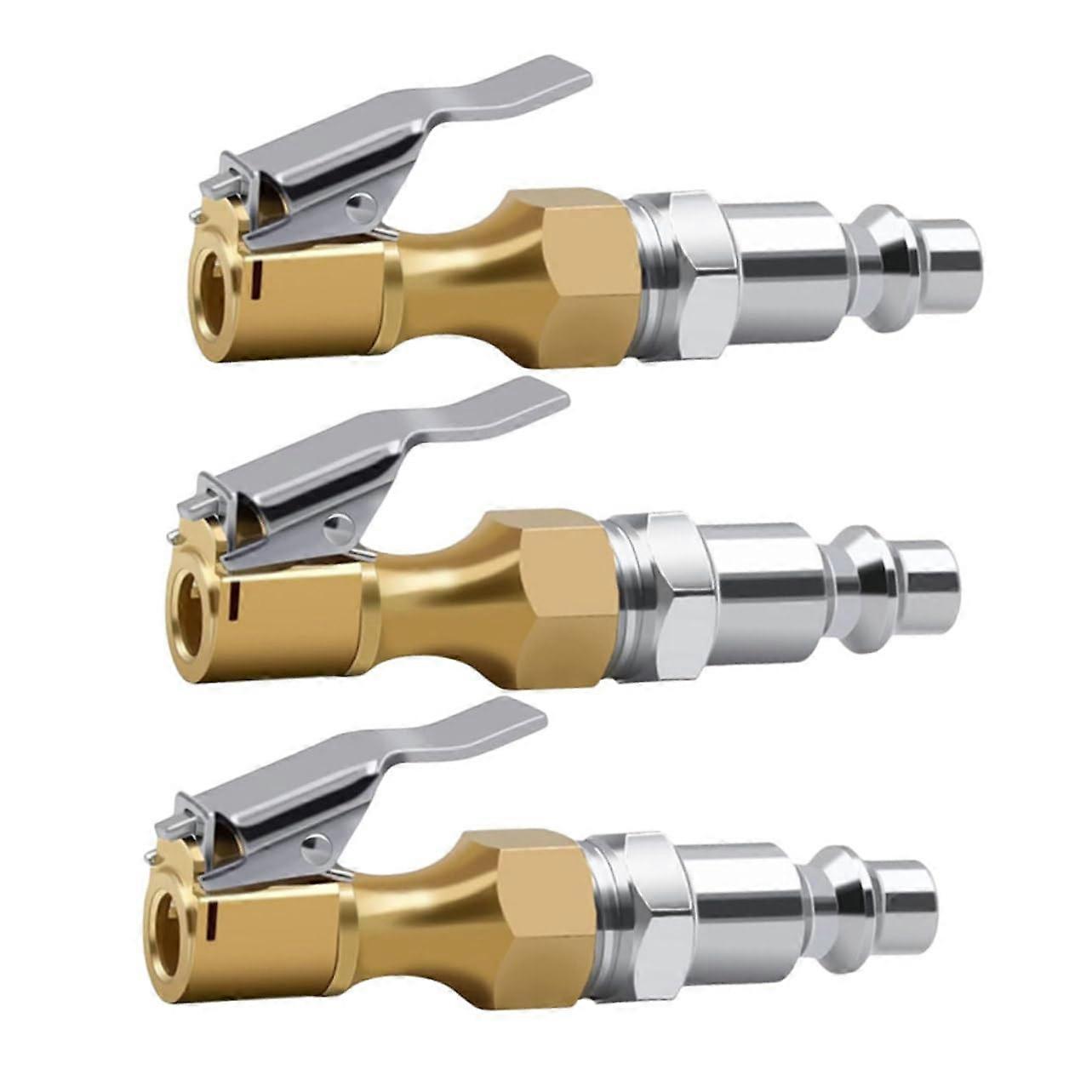 3Piece Air Chuck Set Tire Inflation Air Chuck for Inflator QuickConnect Air Chuck Clip Replacement Metal Air Chuck for Tire Infl