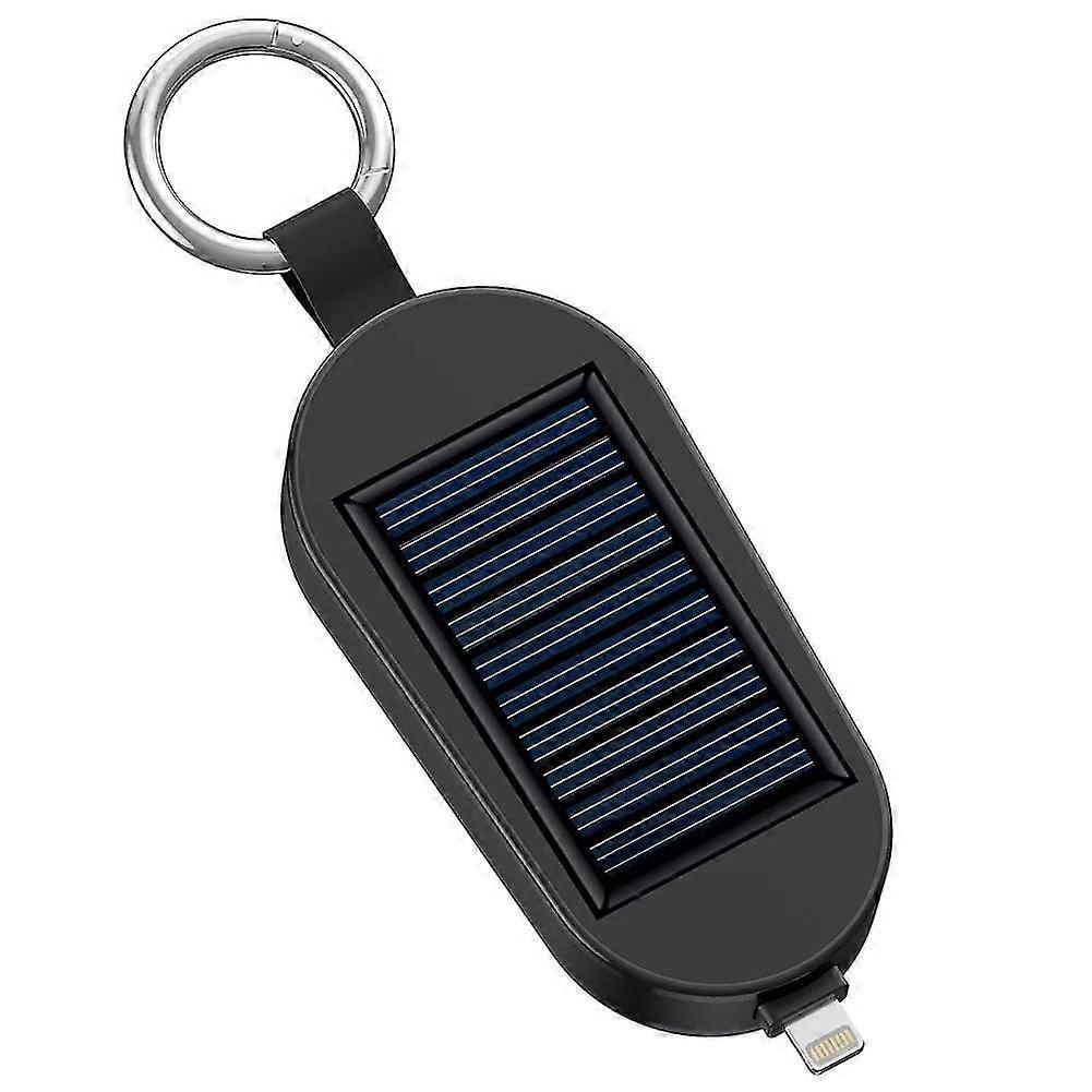 4 in 1 Mini Solar Charger Power Bank Keychain with Built-in IOS/Type-C Cables - Retractable Plug Power Banks 3000mAh for Smartphone Watches
