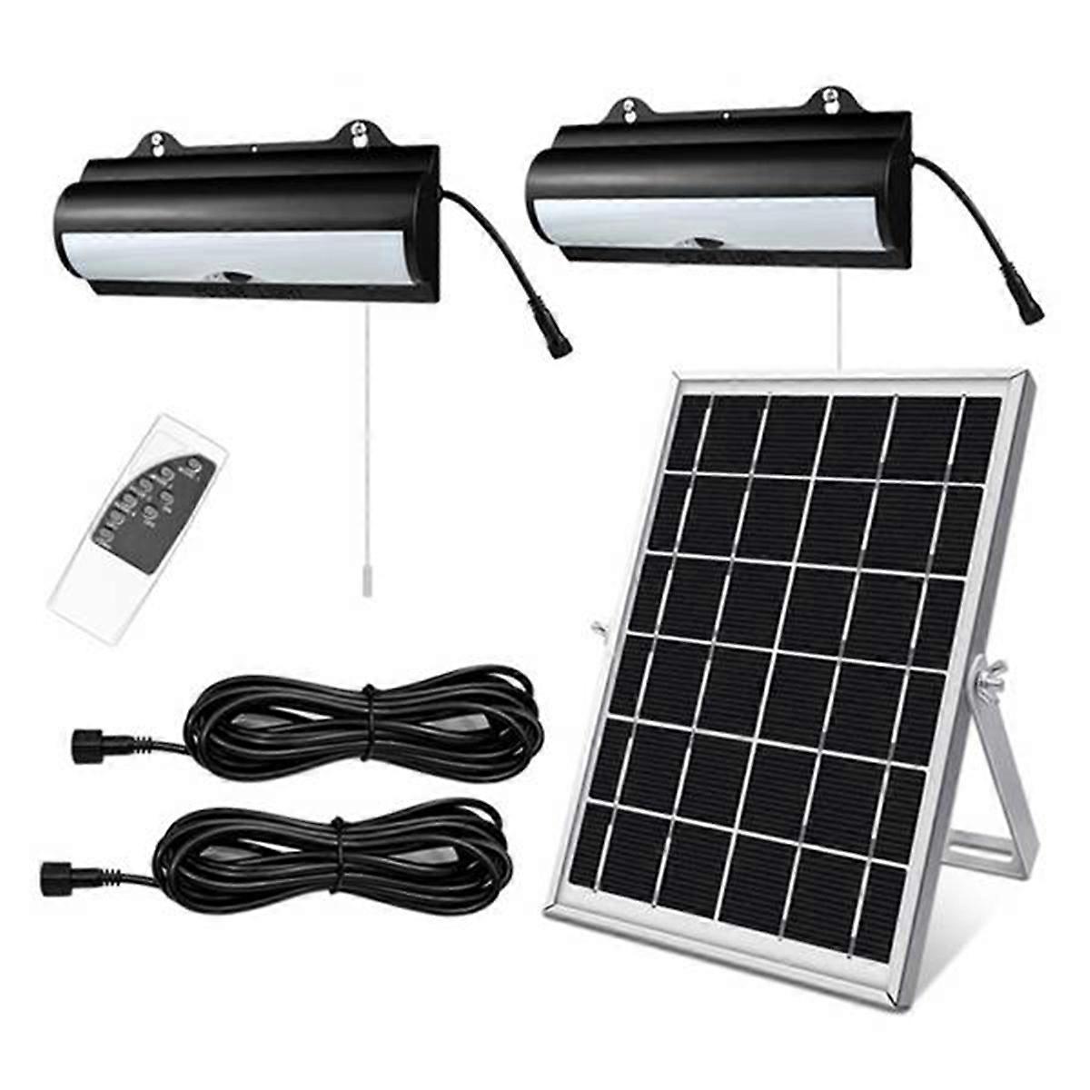 Double Head Solar Pendant Light Dimmable Remote Cord Solar Light Shed