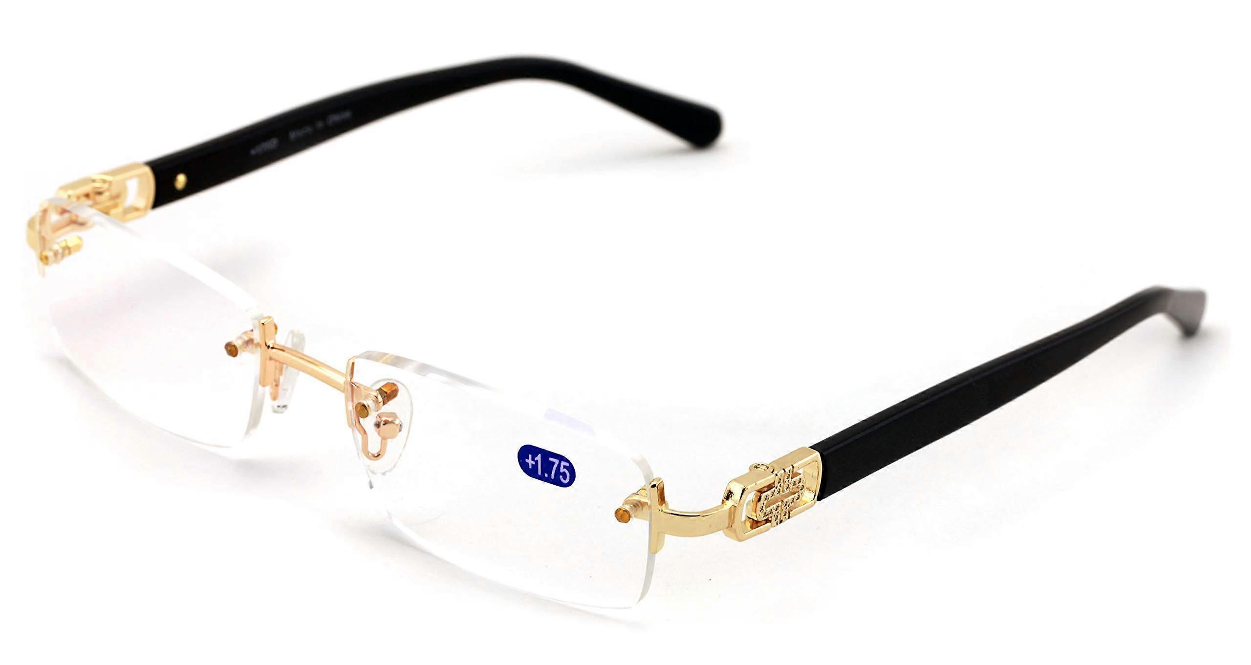 Men Rectangular Rimless Designer Fashion Reading Glasses Reader