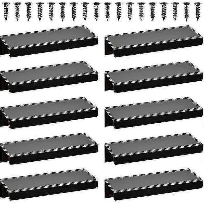 10pcs Armoire de cuisine Tiroir Poignée d’armoire, Poignée de tiroir incurvée Poignée de porte, Poignée d’armoire dissimulée Poignée d’armoire (128mm, Noir)