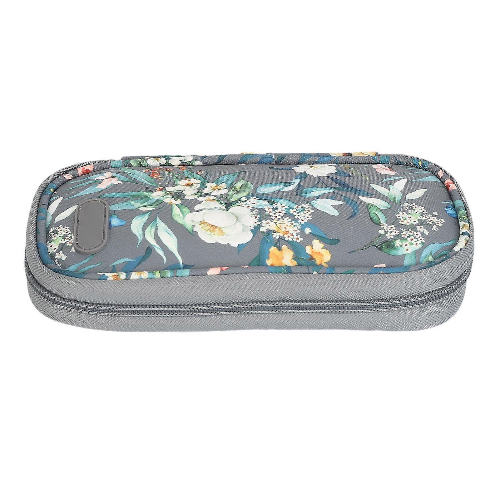 Portable Insulin Cooler, Insulin Pen Cooling Bag, Diabetic Supplies Carrying Case, Grey Camellia Flower Pattern