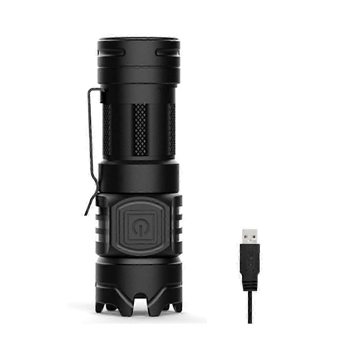 Strong Light Flashlight USB Rechargeable Fixed Focus Aluminum Alloy Tactical Mini Flashlight