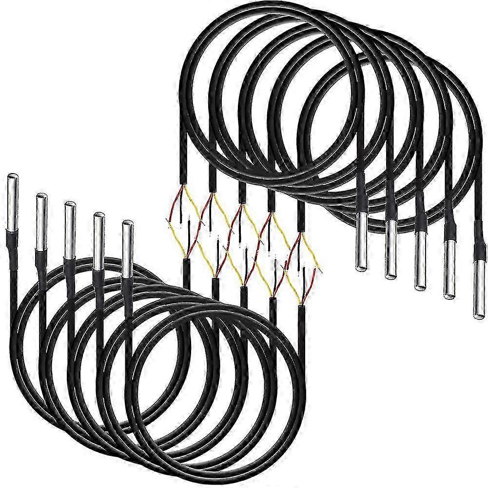 10pcs Waterproof Temperature Sensor, Digital Thermal Cable Temperature (-55- +