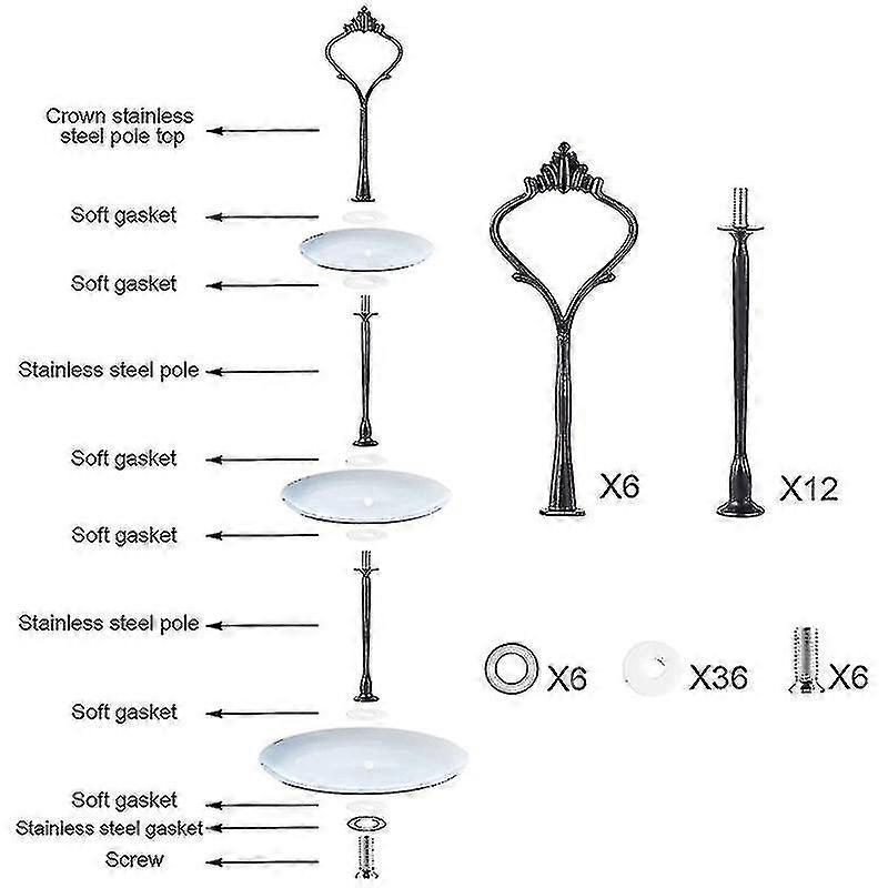 6 Set Tiered Tray Hardware Pour Cake Stand Moule Couronne 3 Tier Cake Stand Fittings Hardware Holder For-dwdz