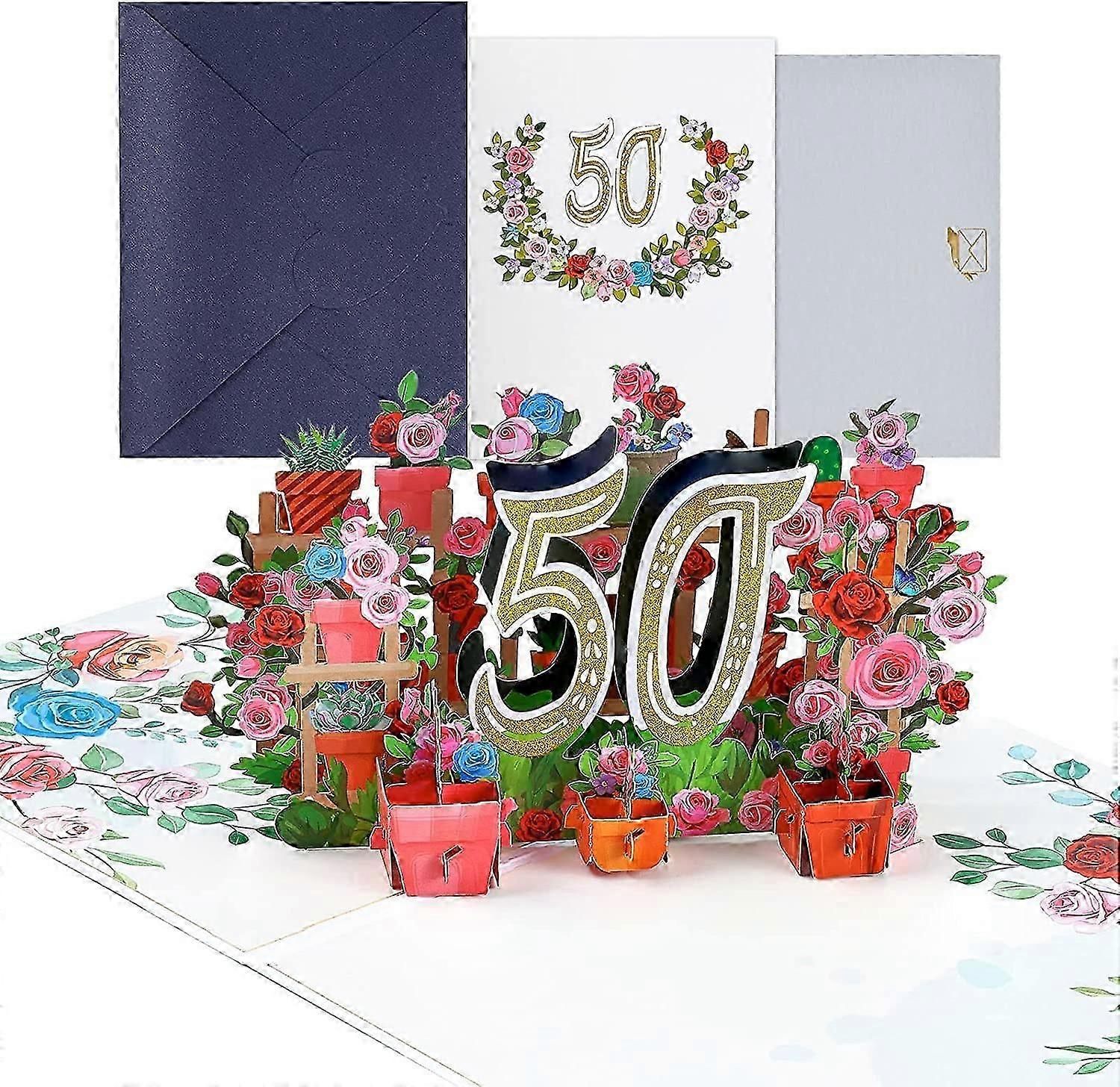 3D Pop Up -onnittelukortti, kukkivat syntymäpäiväkortit kirjekuorella