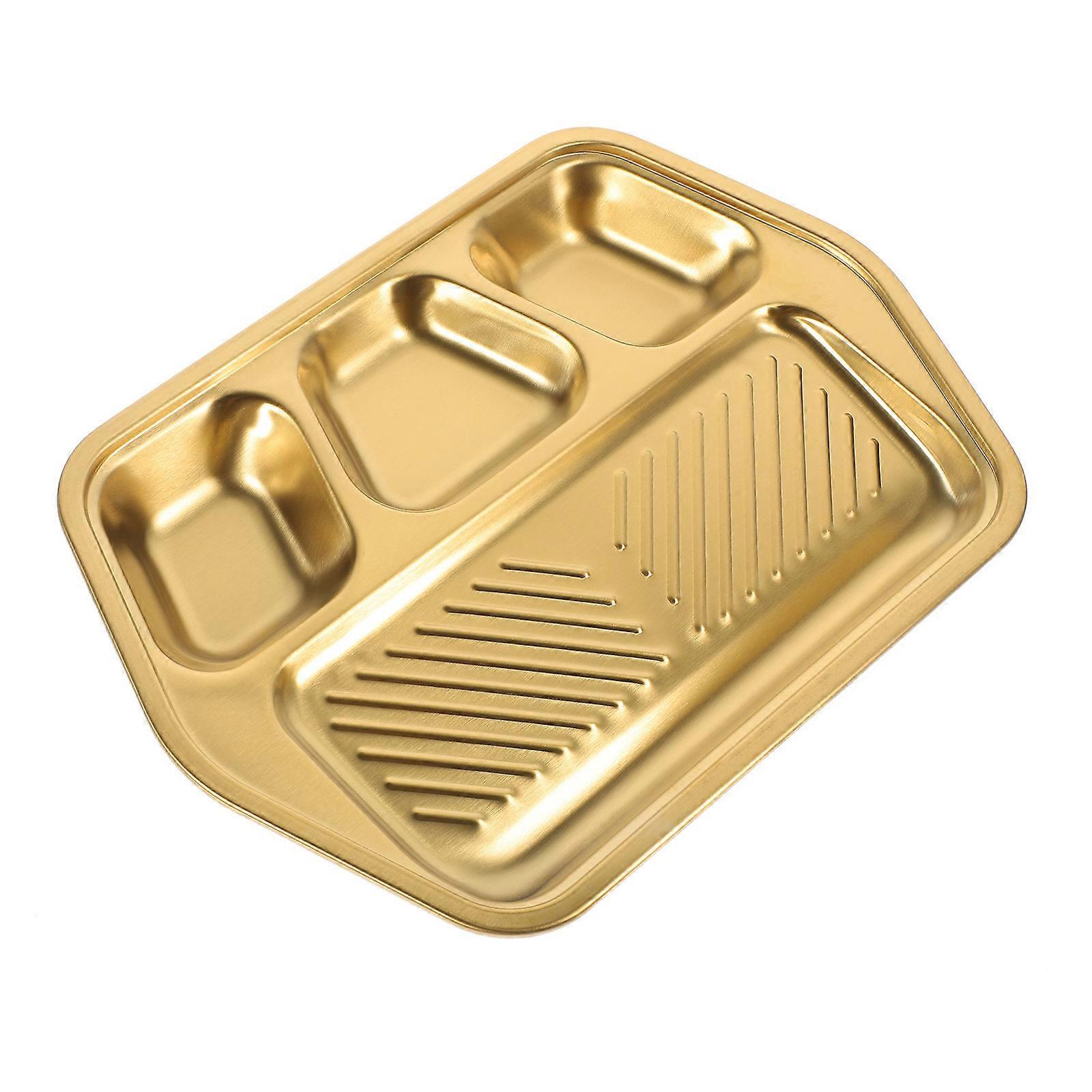 Multi-Section Stainless Steel Plate for Barbecue and Buffet Occasions