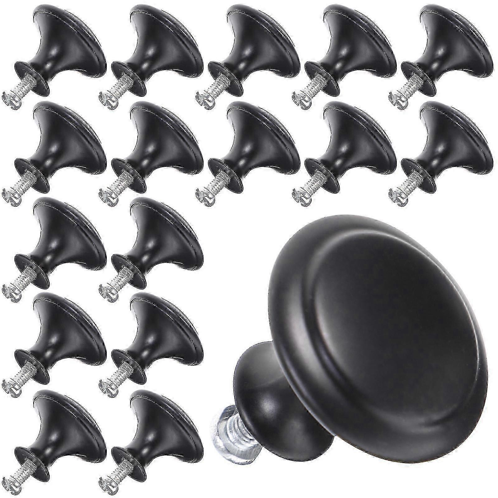 25 Round Black Drawer Handles & Dresser Knobs for Cabinets,Decorative Pulls for Various Brands