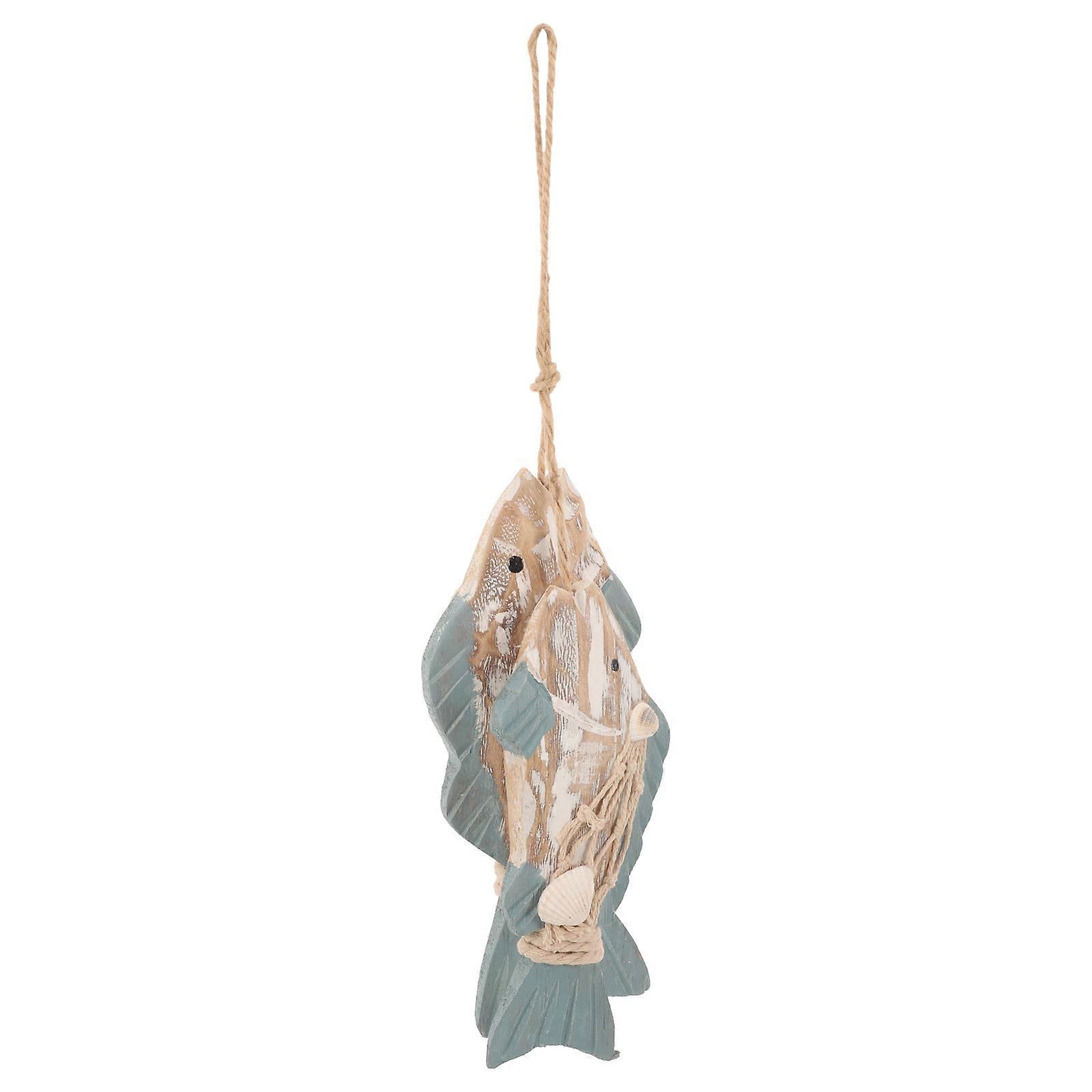 Rustic Wooden Fish Wall Hanging – Nautical Coastal Decor for Beach Theme Bathrooms, Kitchens & Patios – Mediterranean Style Sea Animal Ornament