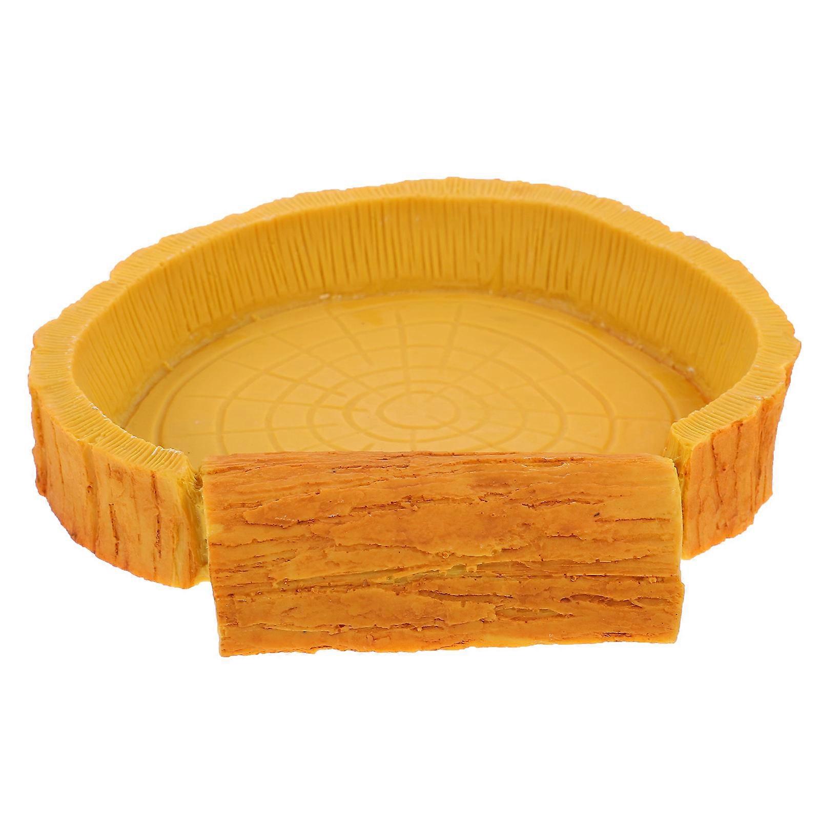 Large Reptile Water Dish Resin Crawl Pets Water Container Flat Shape Prevent Overturning 1Pcs