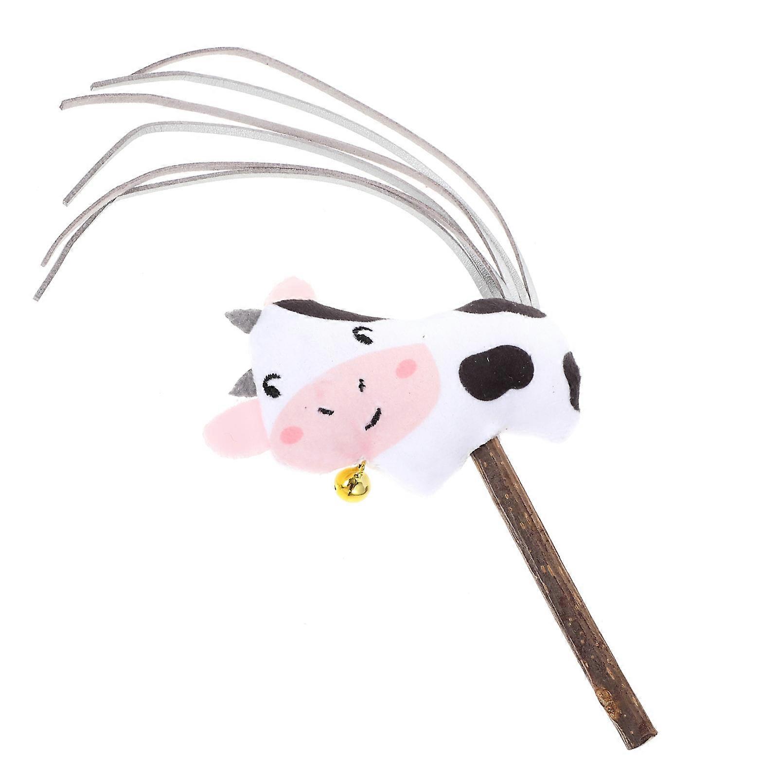 Interactive Cat Toy Cat Teasing Stick Relaxation Wooden Handle Multi 10x2x17cm Plush Catnip 1Set