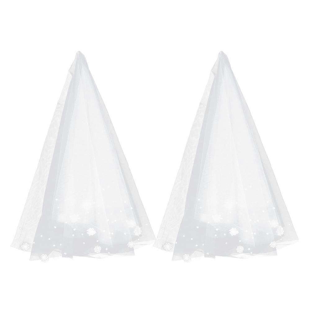 2pcs Embroidered Bridal Veil with Pearl Beads & Lace Trim – Short Wedding Veil for Bachelorette Party & Bridal Shower Decorations – Elegant Design