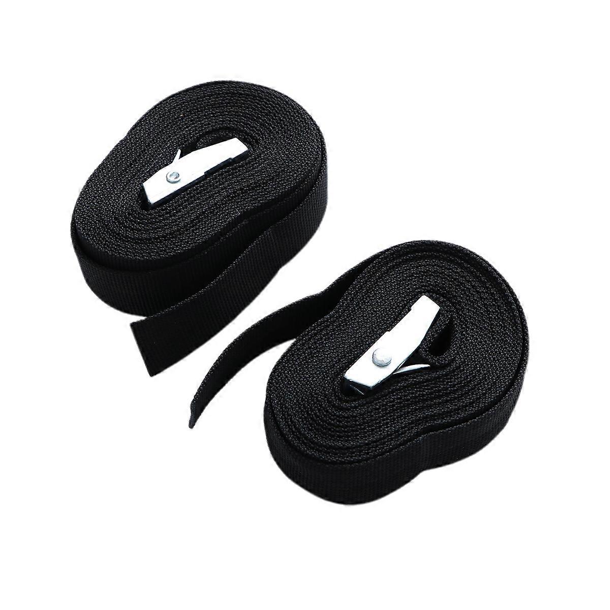 Adjustable Lashing Straps with Cam Buckle Heavy Duty Nylon Tie Down Belts for Cargo, Luggage & More 2pcs Black Set
