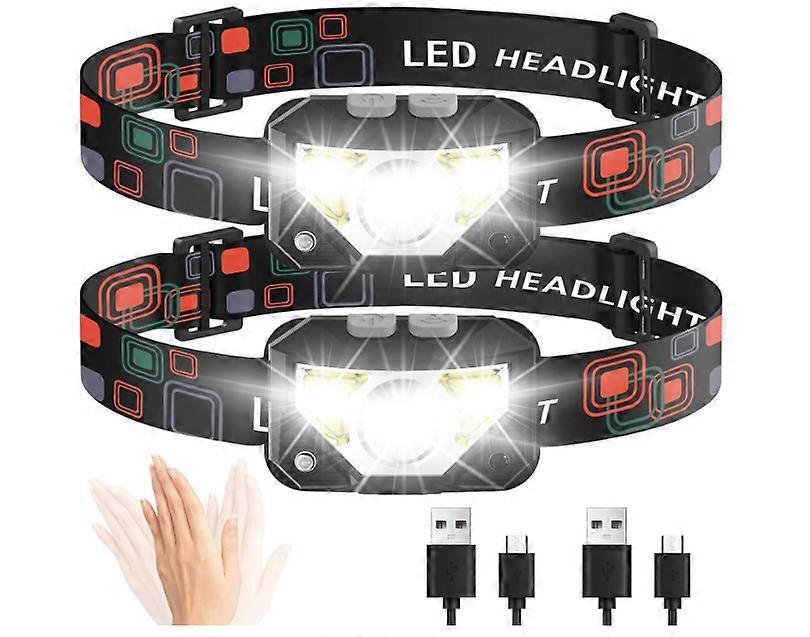 Headlamp LED 1200 Lumen Head Lamp with 8 Mode Motion Sensor White Red Light Waterproof Headlight for Running Cycling Working Camping(Black)