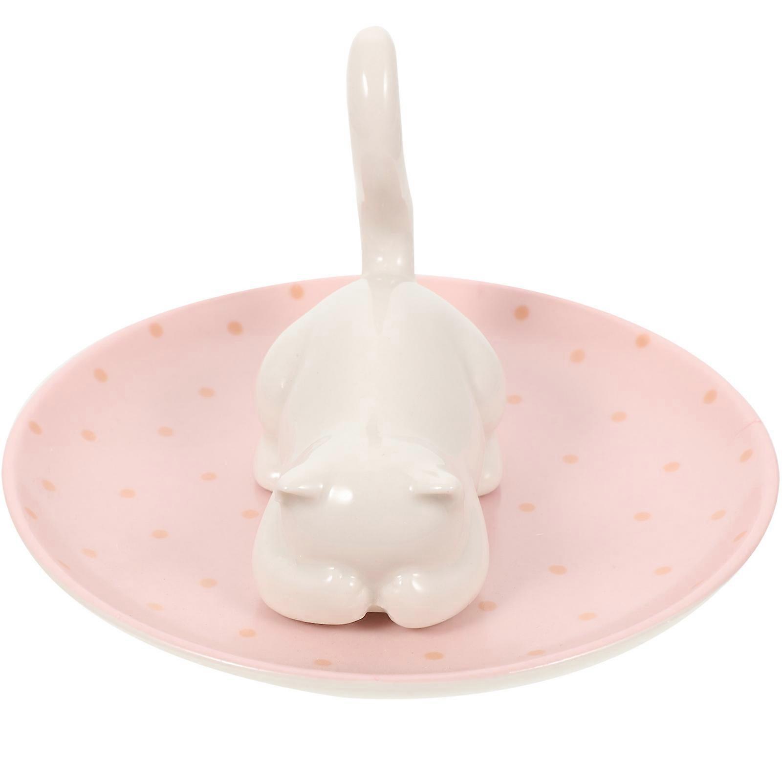 White Ceramic Jewelry Display Tray Dog Shape Nordic Style Home Use 12.3X12.3X7CM Storage 1Pack