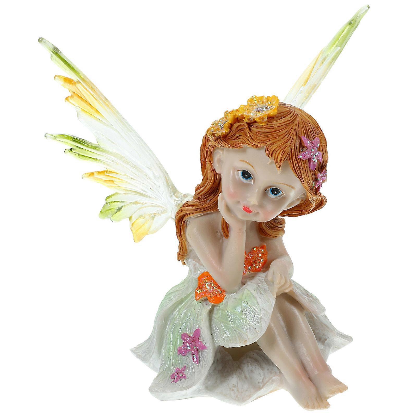 Garden Accessories Miniature Resin Fairies Toy Flower Fairy Resin Material 5.4X5.1X8.1in 1Set