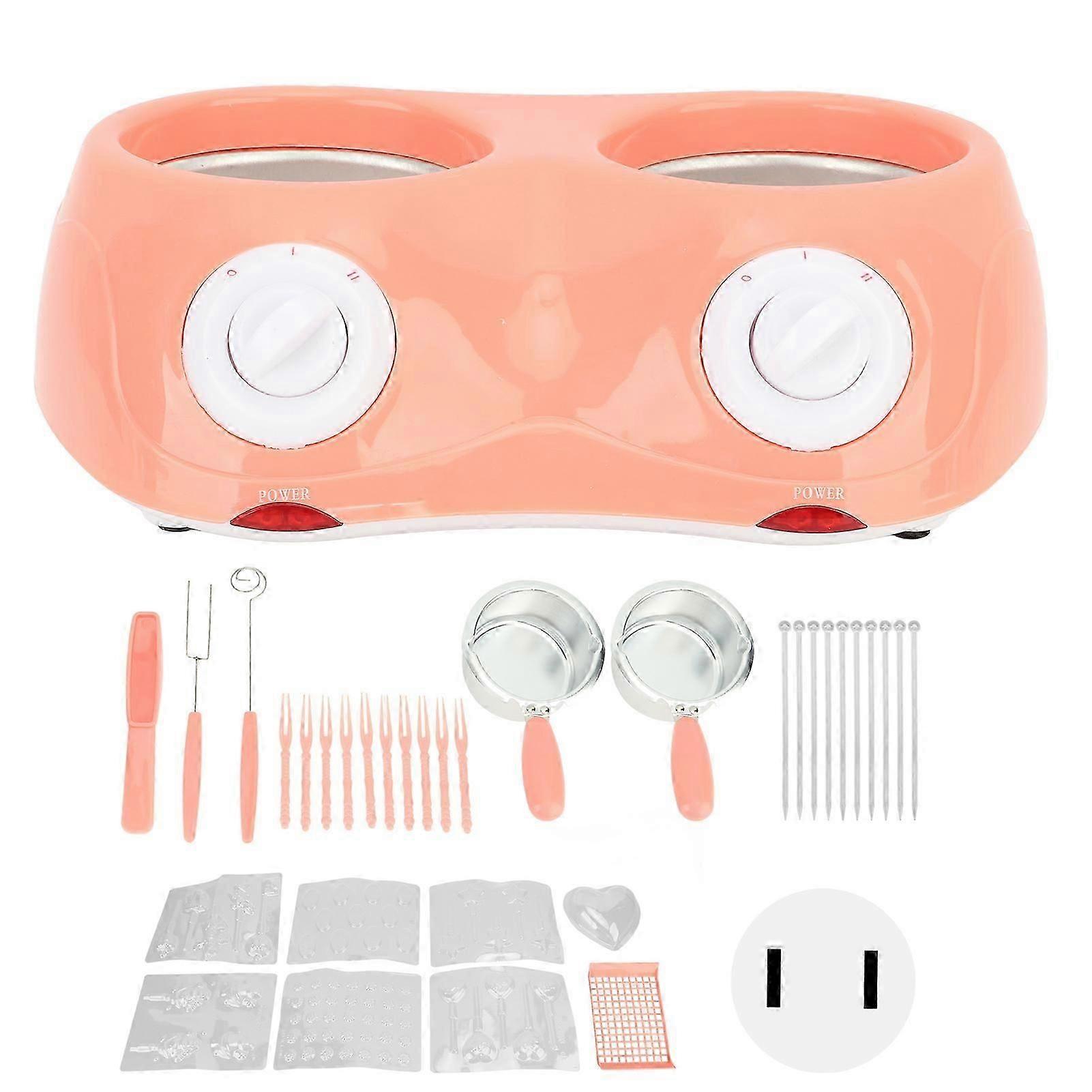 Çikolata Eritme Potası Elektrikli Çikolata Fondü Eritme Makinesi Çift Tencere Mutfak Aleti ile ABD 110-240V Pembe