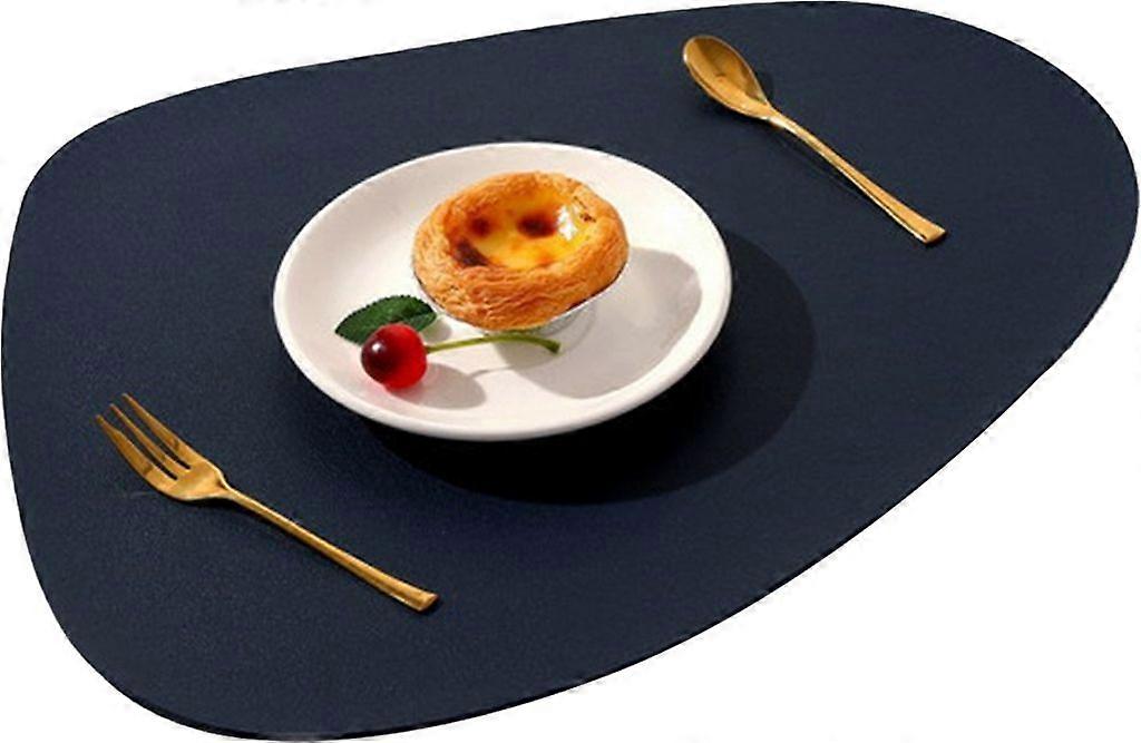 Tischset, waschbar Rund Doppelseitig rutschfest Tischset Leder Kunstleder Tischset Lederoptik Tischset (Blau)