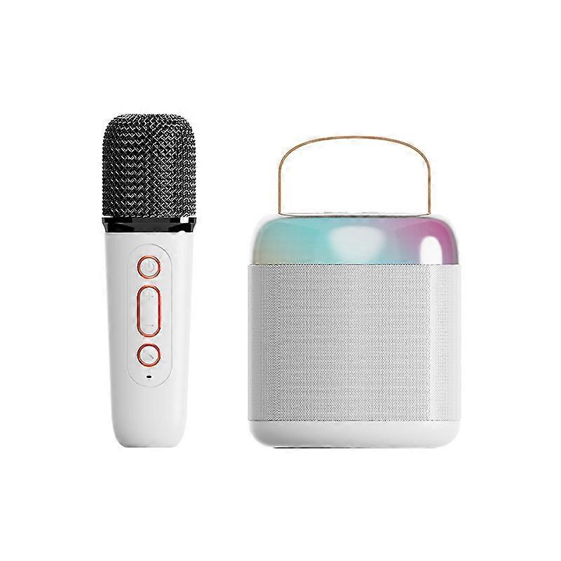 Children's karaoke machine (white, 1 microphone) with 1 microphone, portable