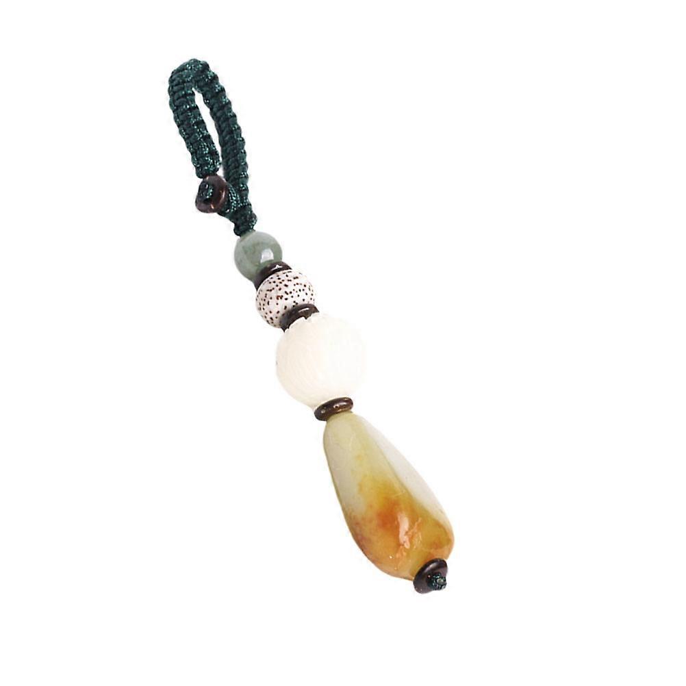 Car Keyring Oval Jade Pendant High-End Design Everyday Use 8x4x3cm 1Set