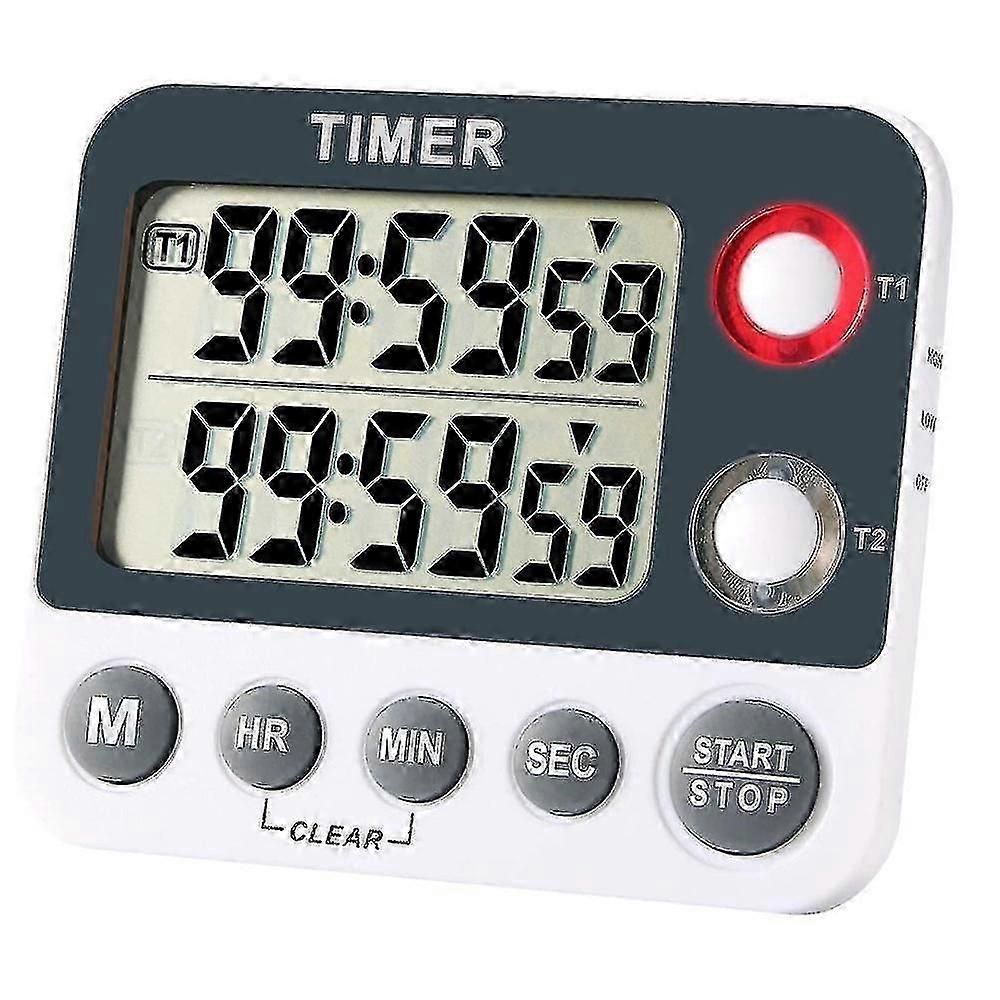 Digital Dual Kitchen Timer Cooking Timer Magnetic Timer Adjustable Alarm Volume Count Up/Countdown Timer